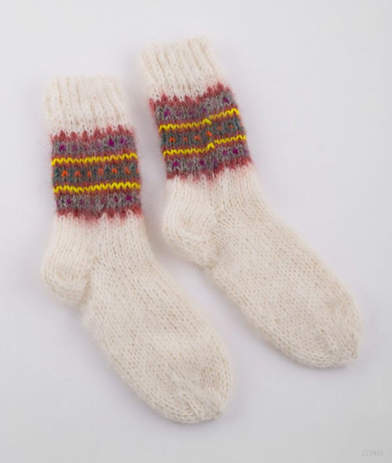 Calzini di lana per donna fatti a mano abbigliamento da donna calzini bianchi
 foto 2