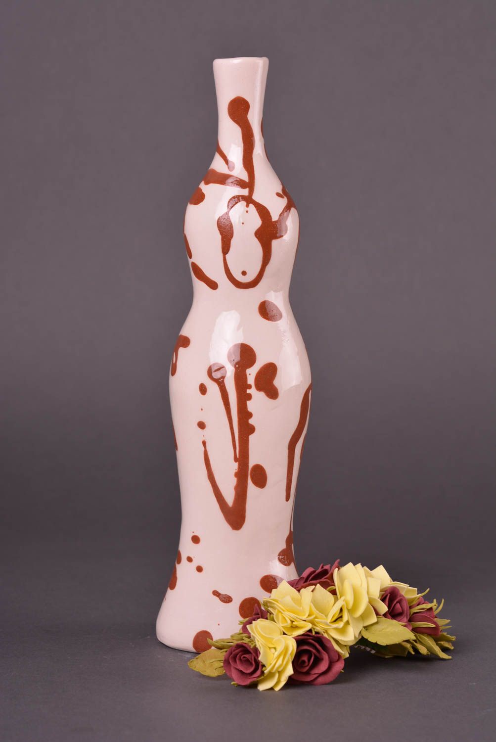 Подарок ручной работы керамическая бутылка авторская глиняная бутылка 500 мл фото 3