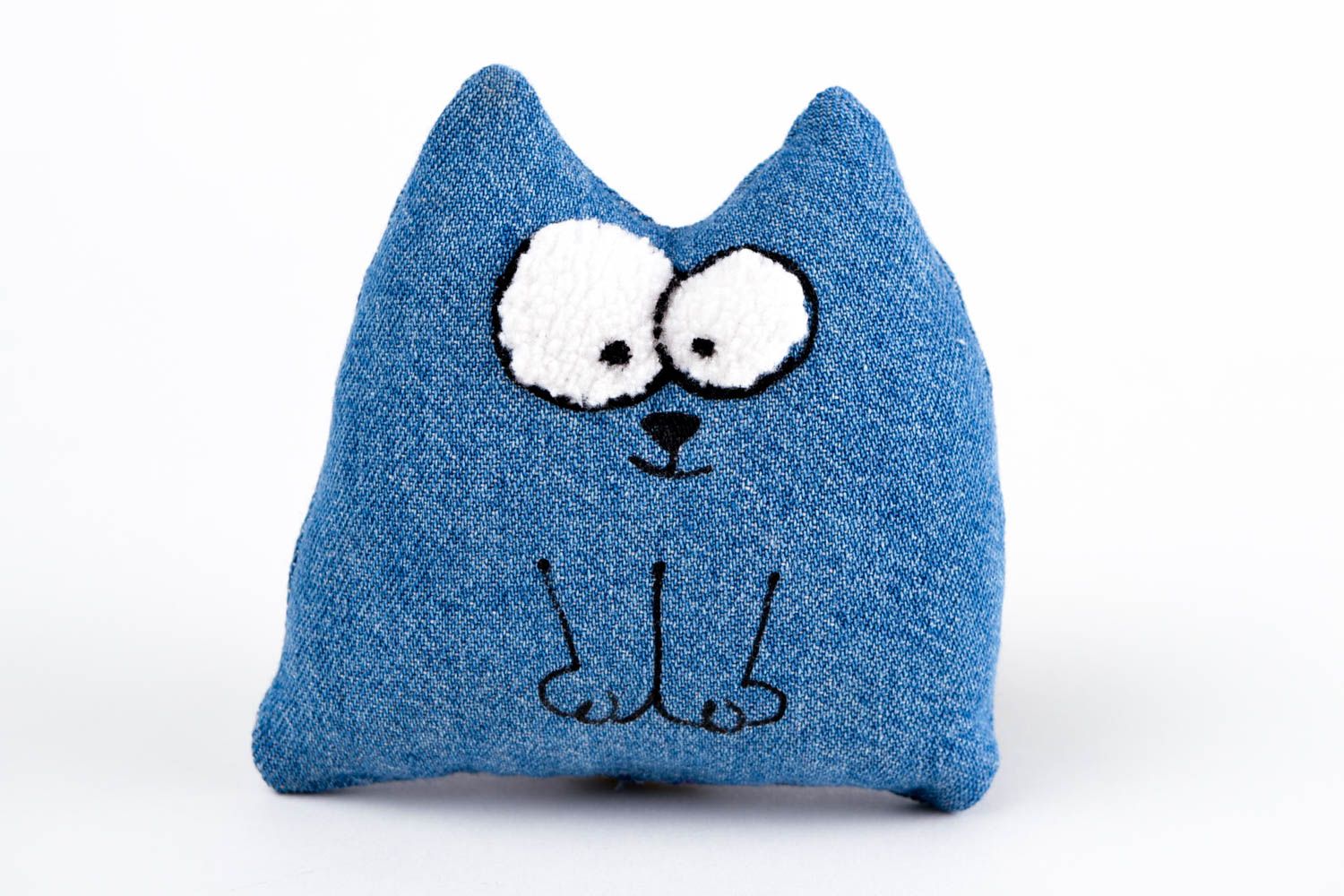 Handmade blue cat stylish designer toy cat unusual cute interior decor photo 3