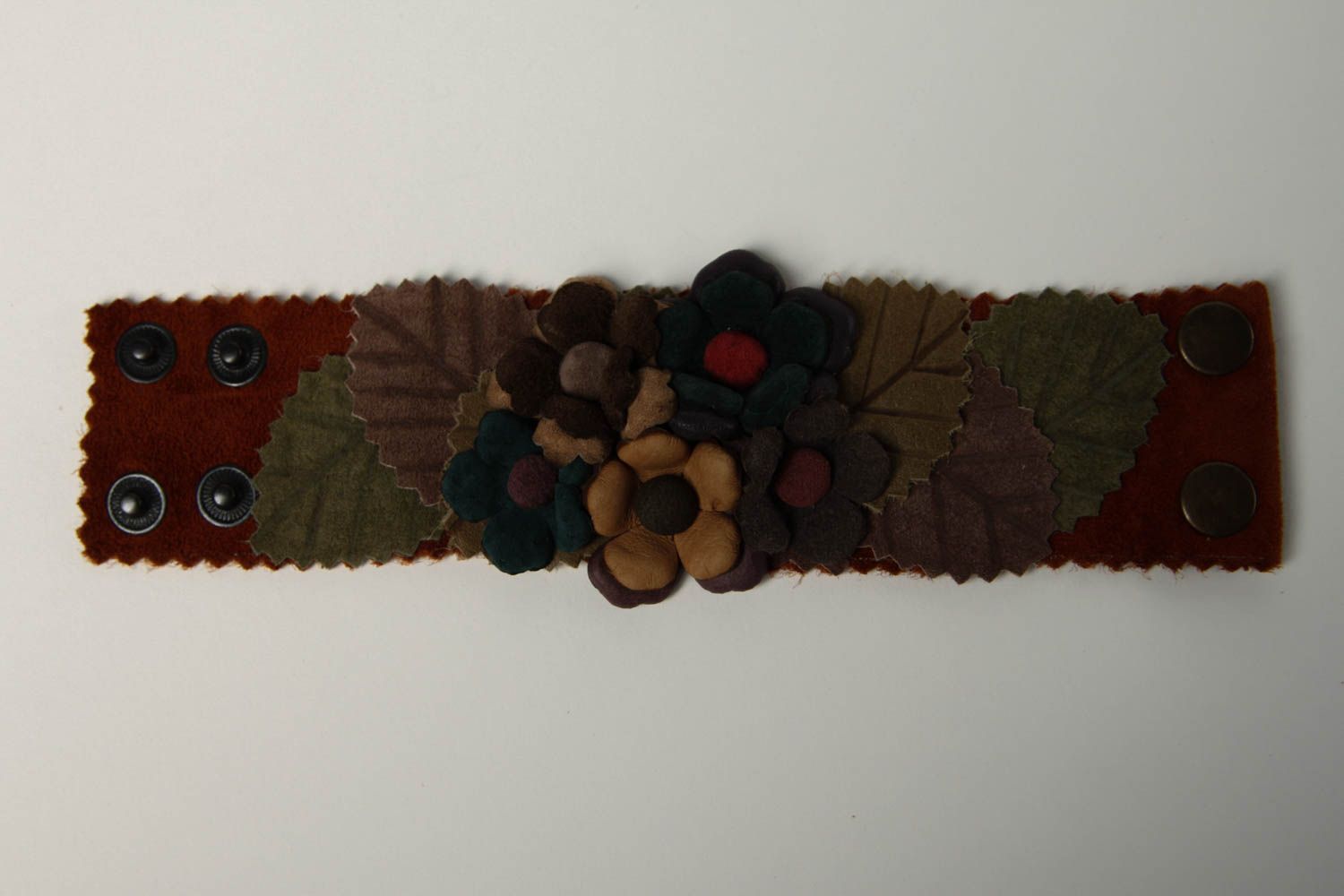 Браслет ручной работы кожаный браслет с цветочным дизайном браслет на руку фото 3