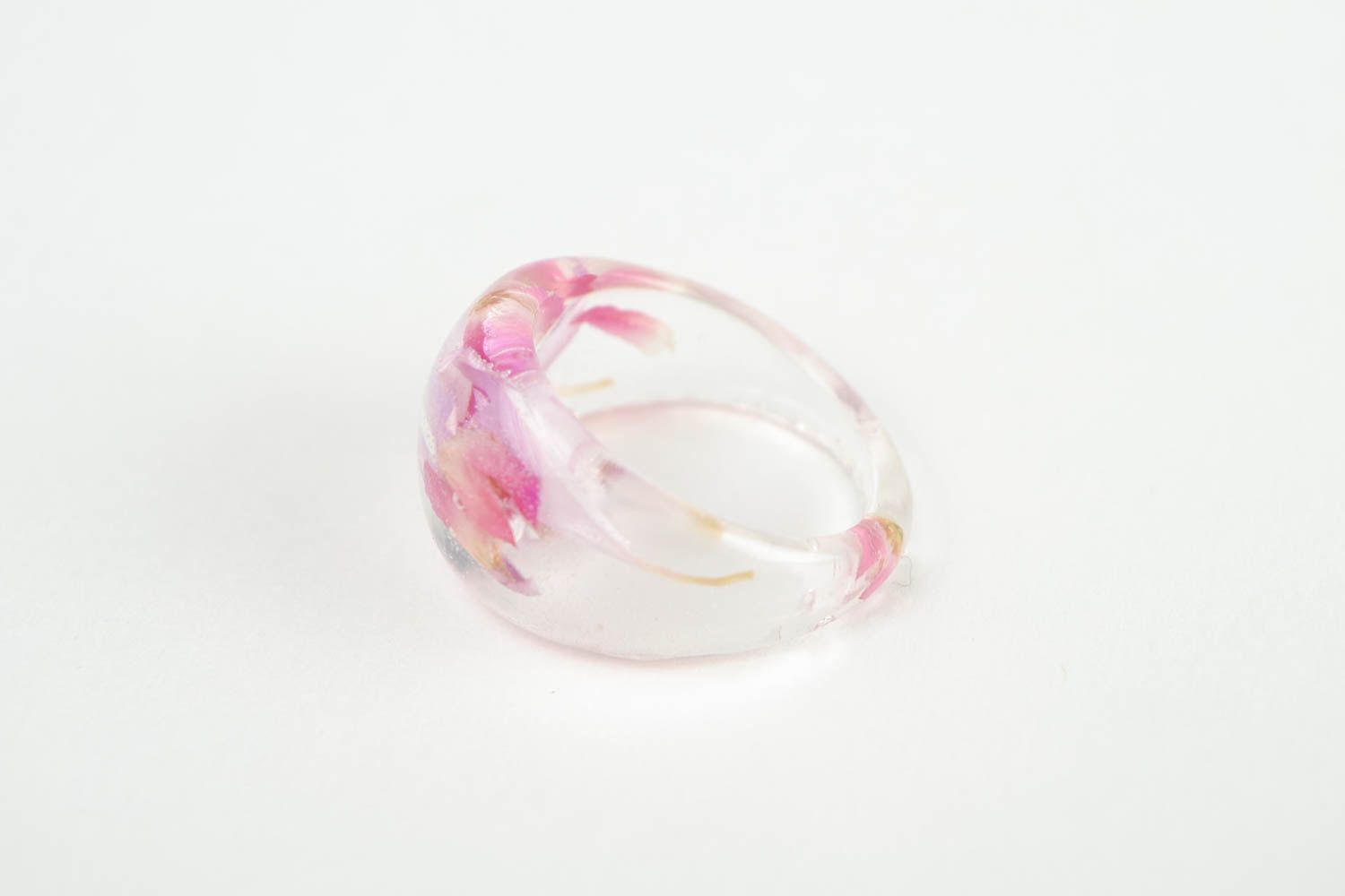 Кольцо ручной работы модное кольцо розовое нежное кольцо с цветами прозрачное фото 5