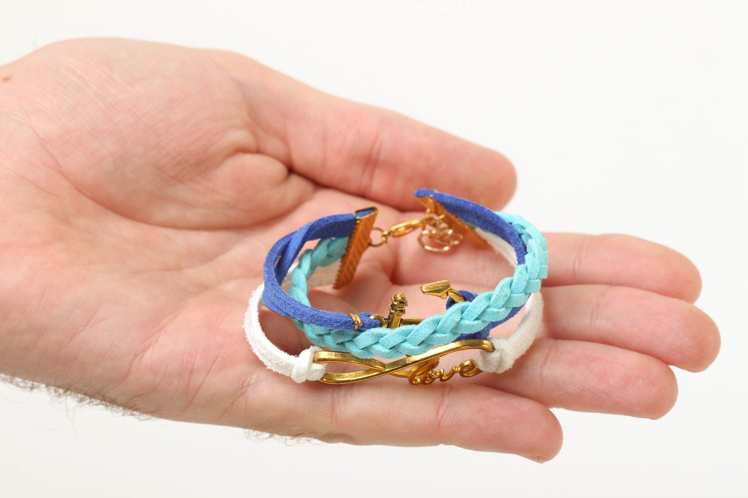 Bracelet cuir daim Bijou fait main multirang design original Cadeau pour femme photo 5