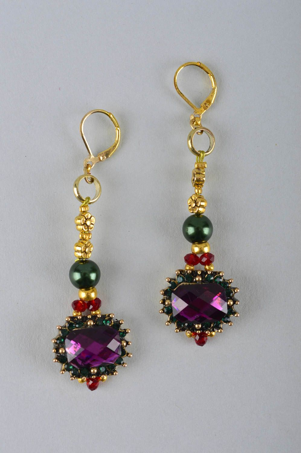 Stylish designer earrings unique handmade bijouterie adornment present for woman photo 2