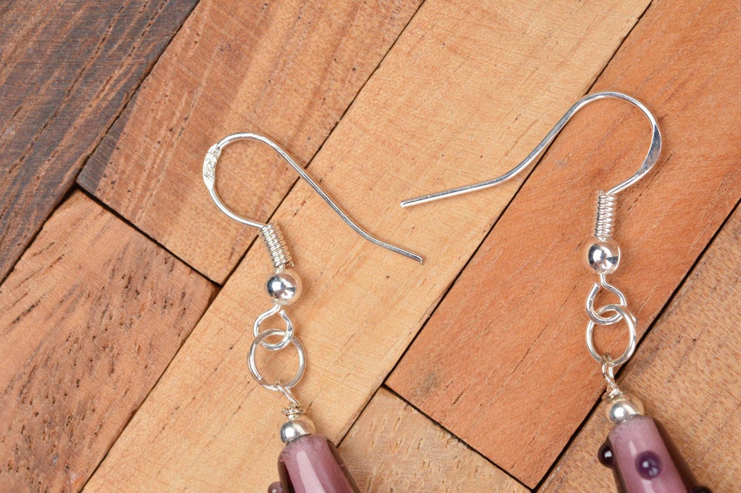 Handmade Ohrringe lila Designer Schmuck Damen Ohrringe Accessoires für Frauen foto 4