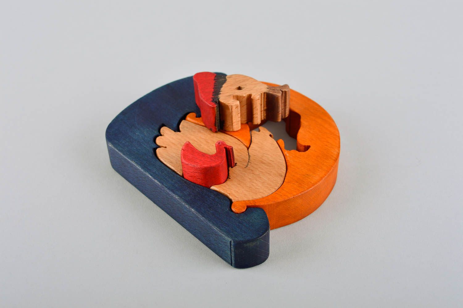 Puzzle 3D en bois fait main Jouet d'éveil écologique canards Cadeau bébé photo 5
