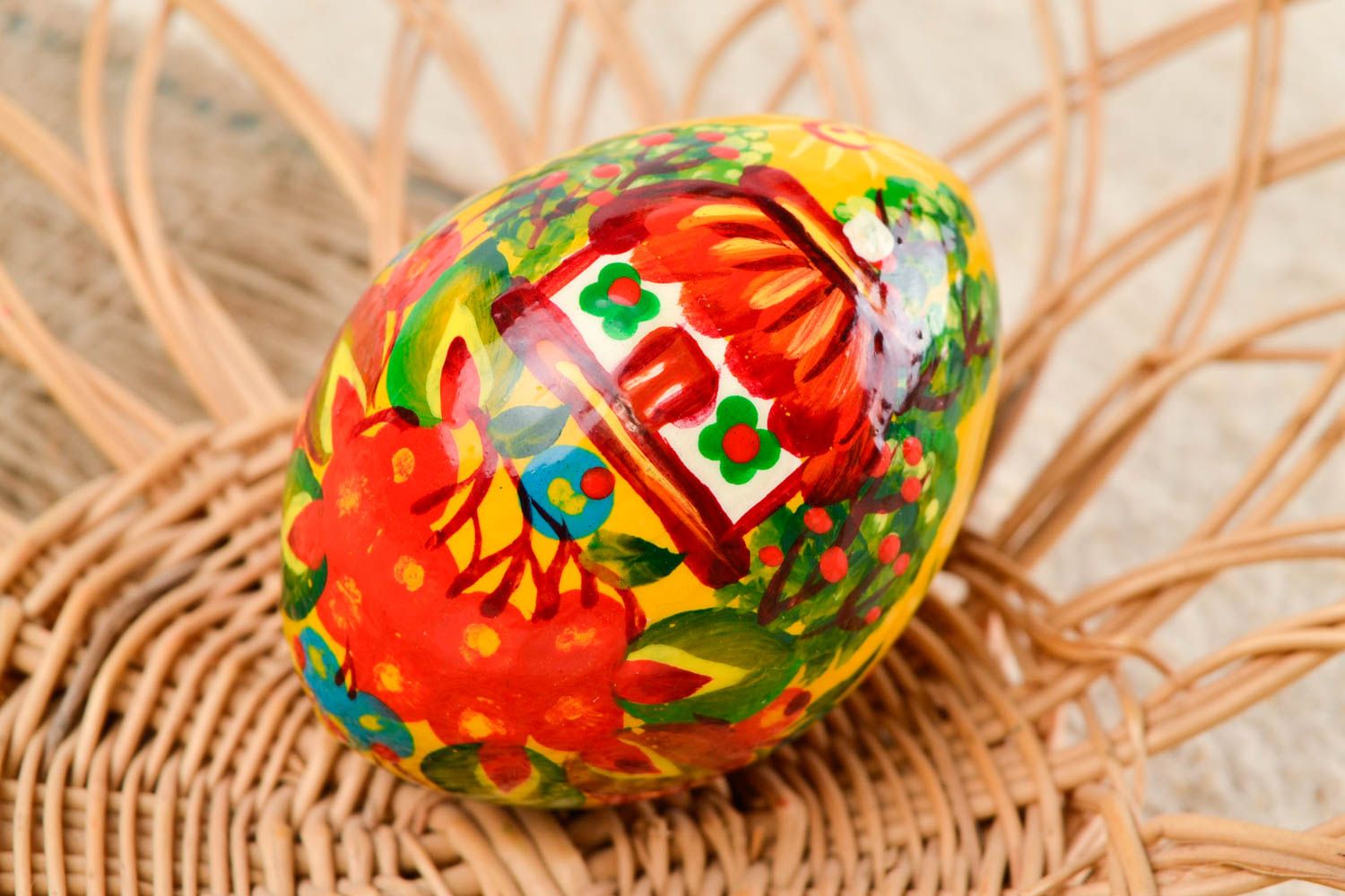 Beautiful handmade Easter egg painted wooden egg gift ideas decorative use only photo 1