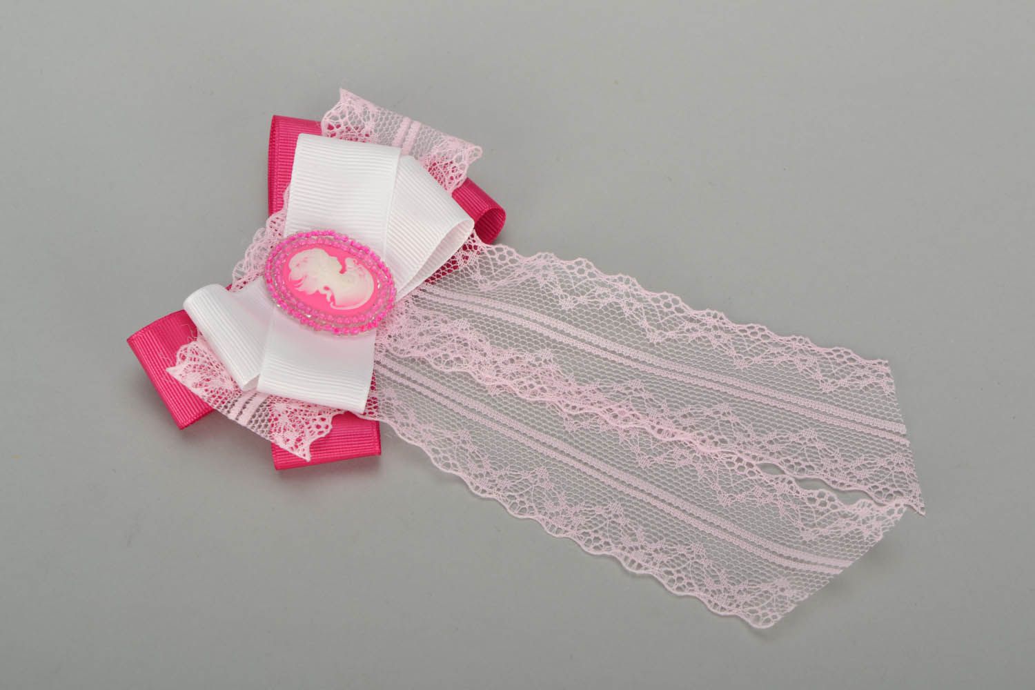 Brosche Schleife aus Bändern Rosa Krawatte foto 3