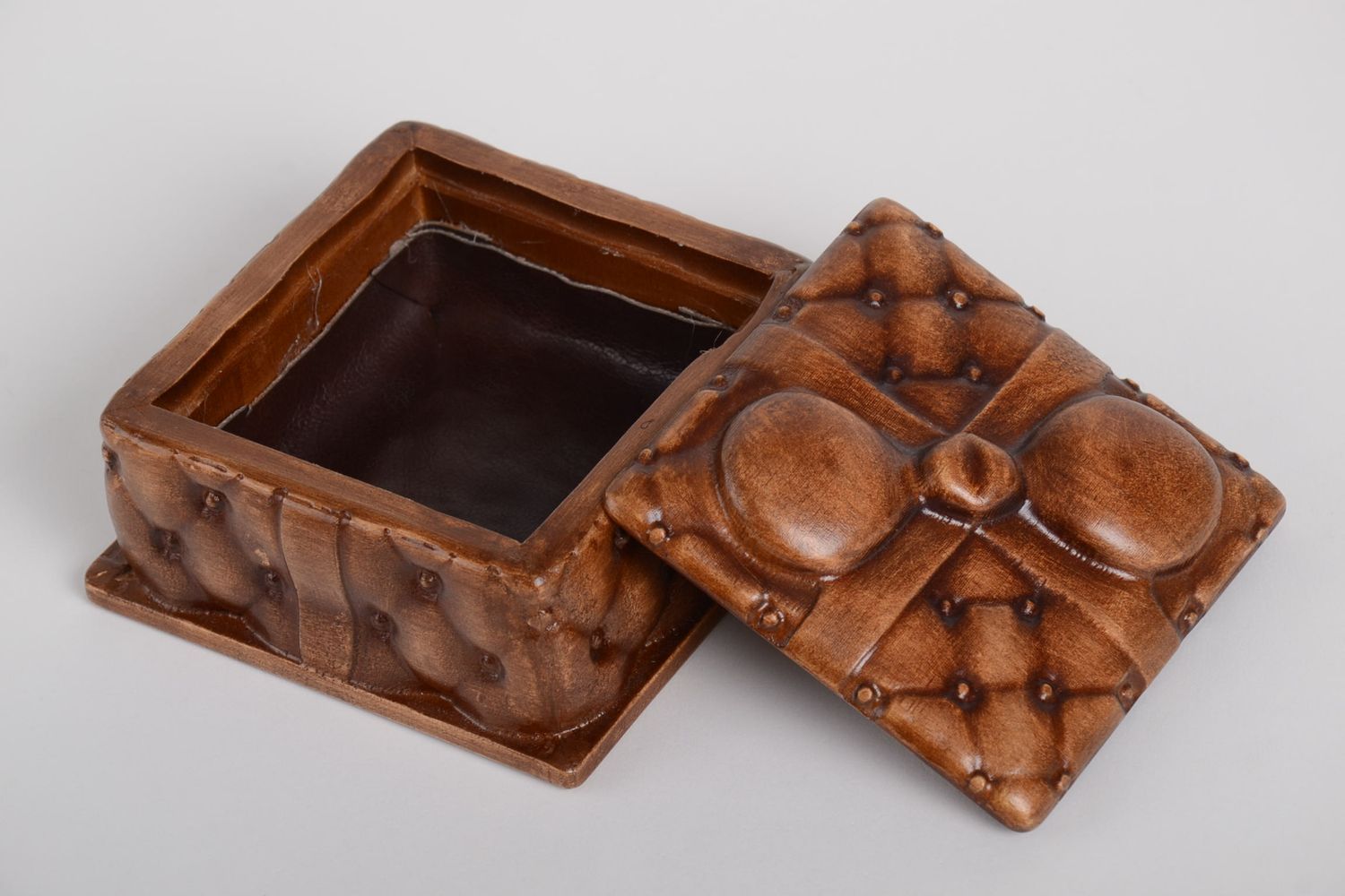 Caja de madera tallada hecha a mano decoración de interior joyero original foto 2