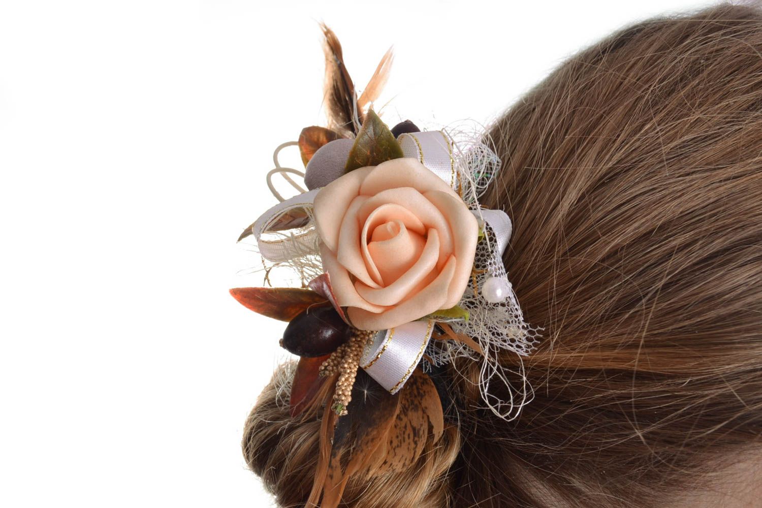 Handgemachte bunte Stoff Rose für Haarspange oder für Brosche handmade stilvoll  foto 1