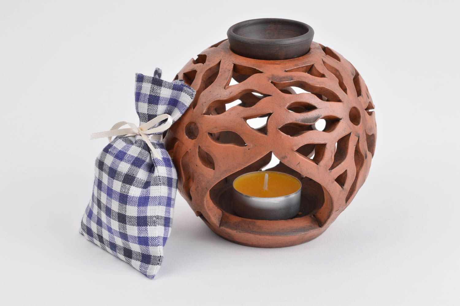 Handgemachte Keramik Duft Lampe Teelicht Kerzenhalter Kerzenständer aus Ton  foto 1