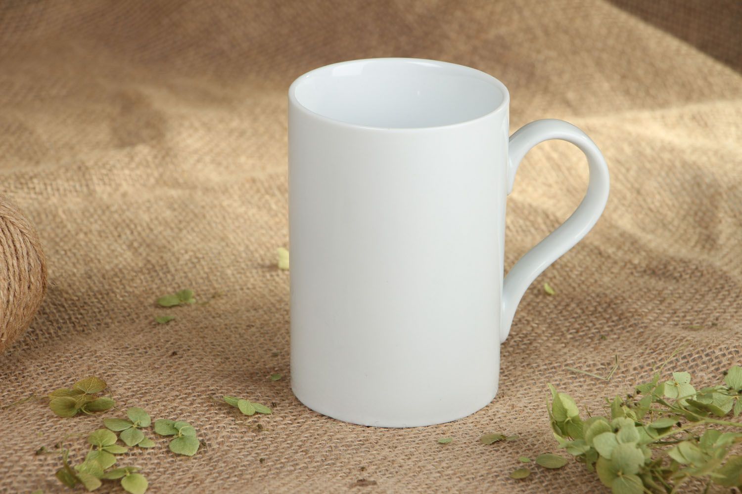 Tall porcelain plain white 10 oz drinking cup Snout with handle photo 5