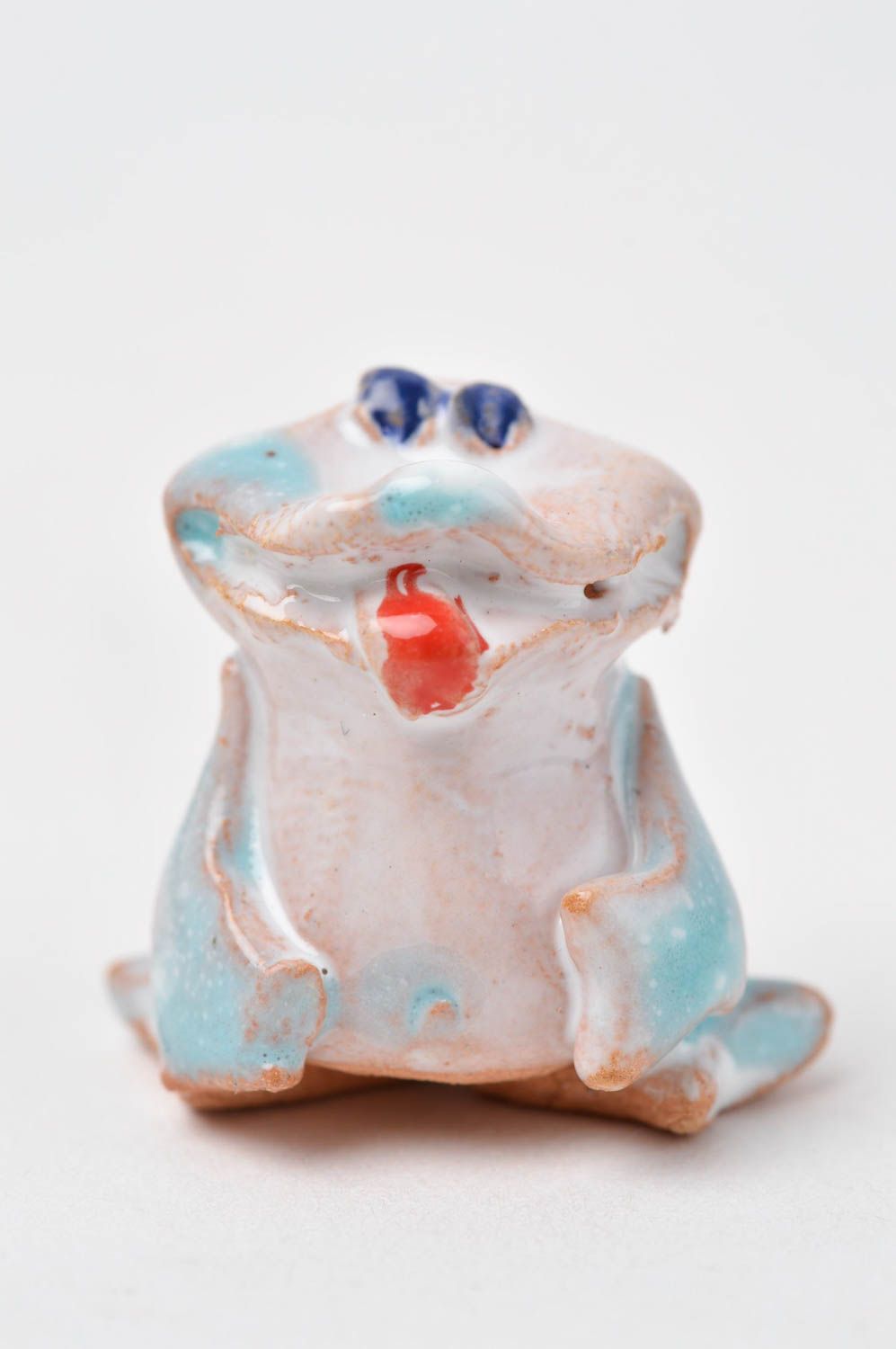 Handgemachter Frosch Keramik Deko Figur aus Ton Tier Statue Miniatur Figur
 foto 9