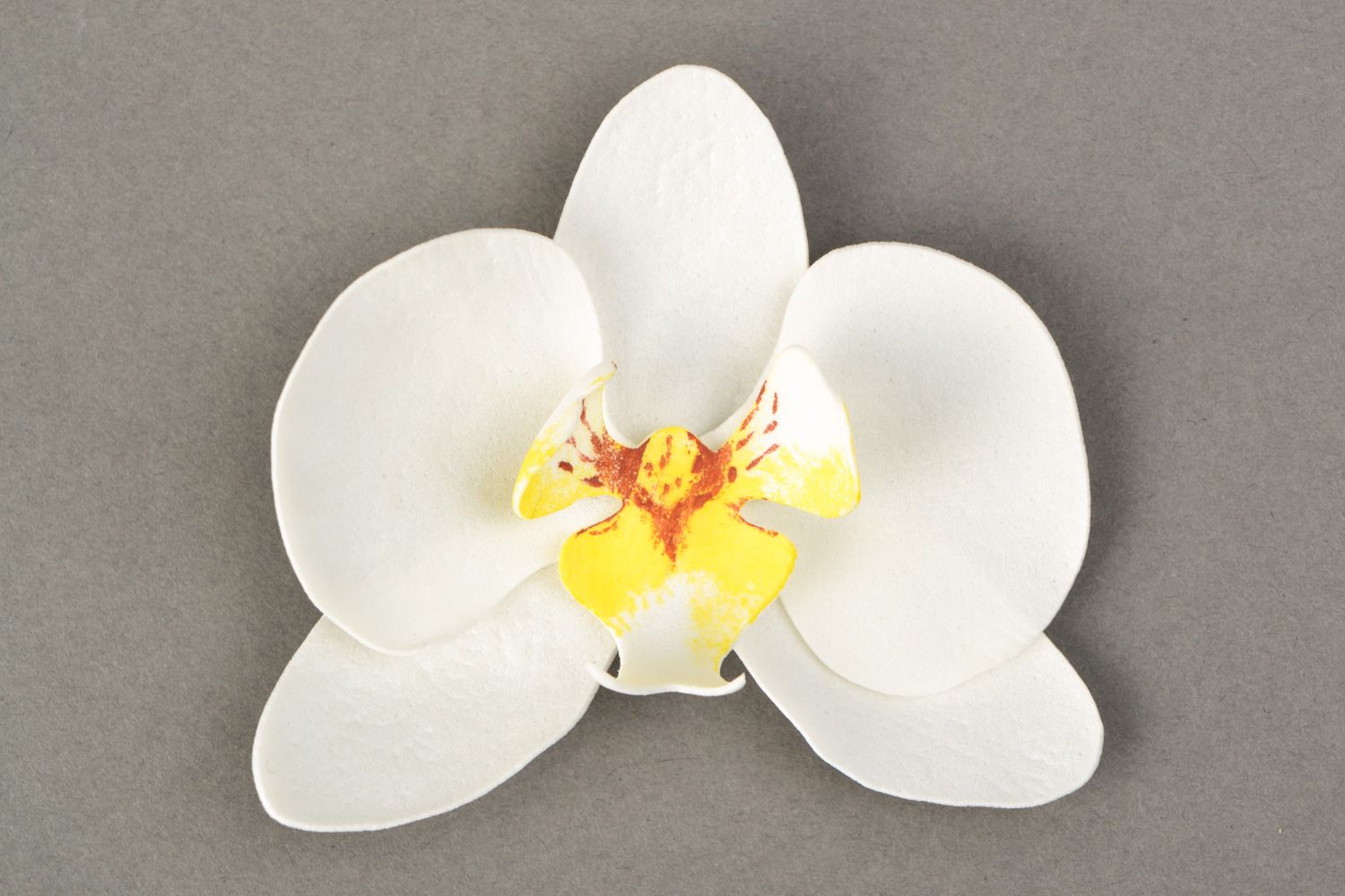 Большая заколка для волос из фоамирана Орхидея фото 3