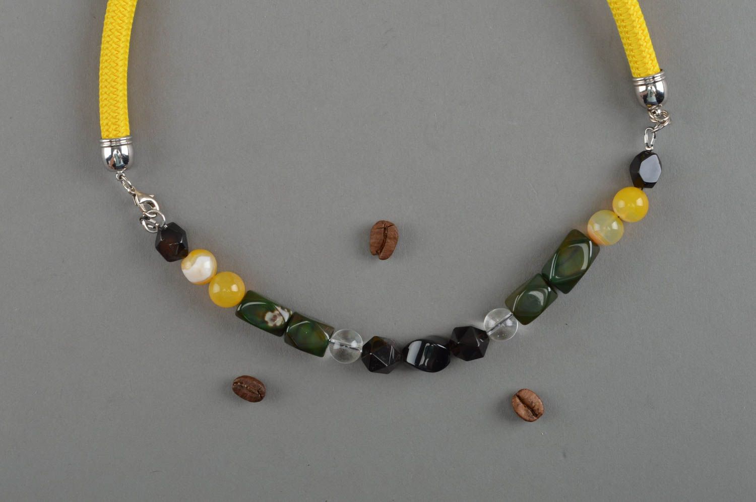 Beaded necklace with agate handmade designer jewelry stylish accessory photo 3