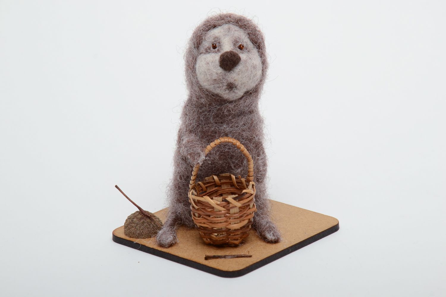 Handmade interior toy felted of wool Hedgehog photo 2