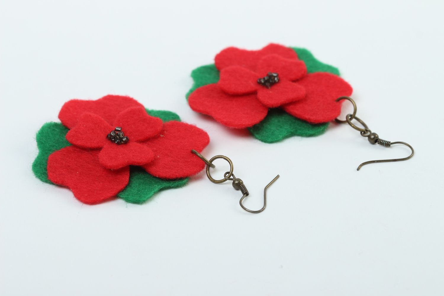 Handmade felted wool earrings fashion accessories for girls needle felting photo 3