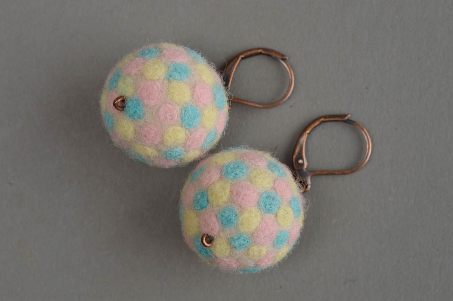 Dangling earrings felted balls unique earrings fashion jewelry gifts for girls photo 4