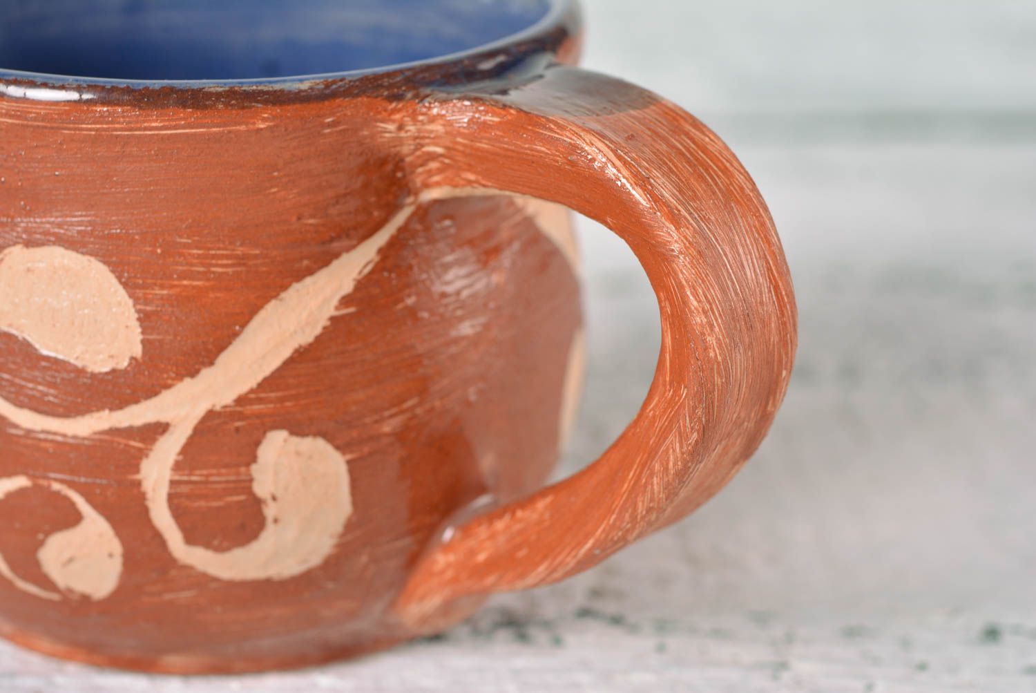 Красивая чайная чашка ручной работы посуда для чая глиняная чашка необычная фото 4