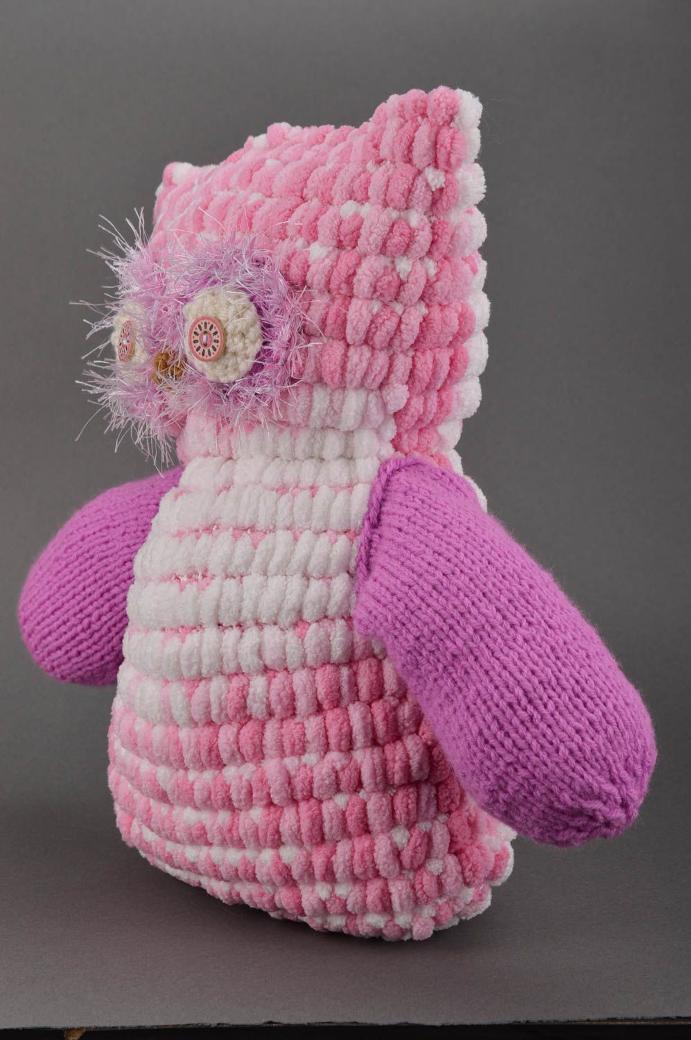 Jouet hibou Peluche faite main Déco maison tricoté au crochet cadeau mignon photo 3