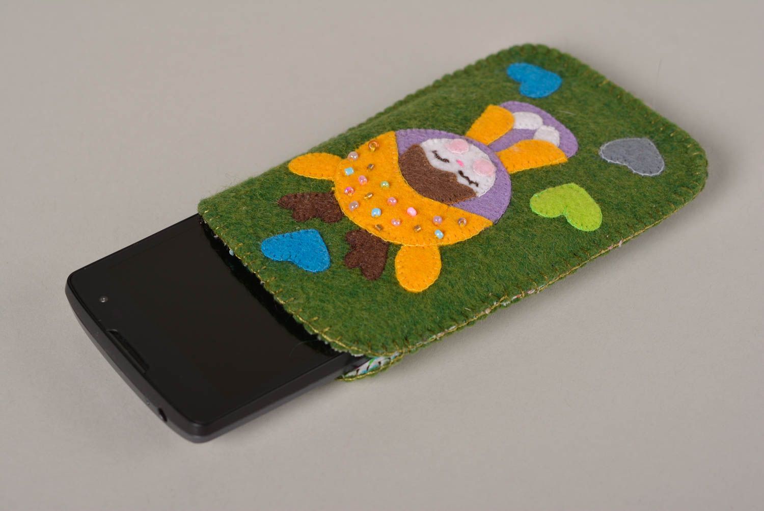 Beautiful handmade felt phone case textile gadget case handmade gift ideas photo 2