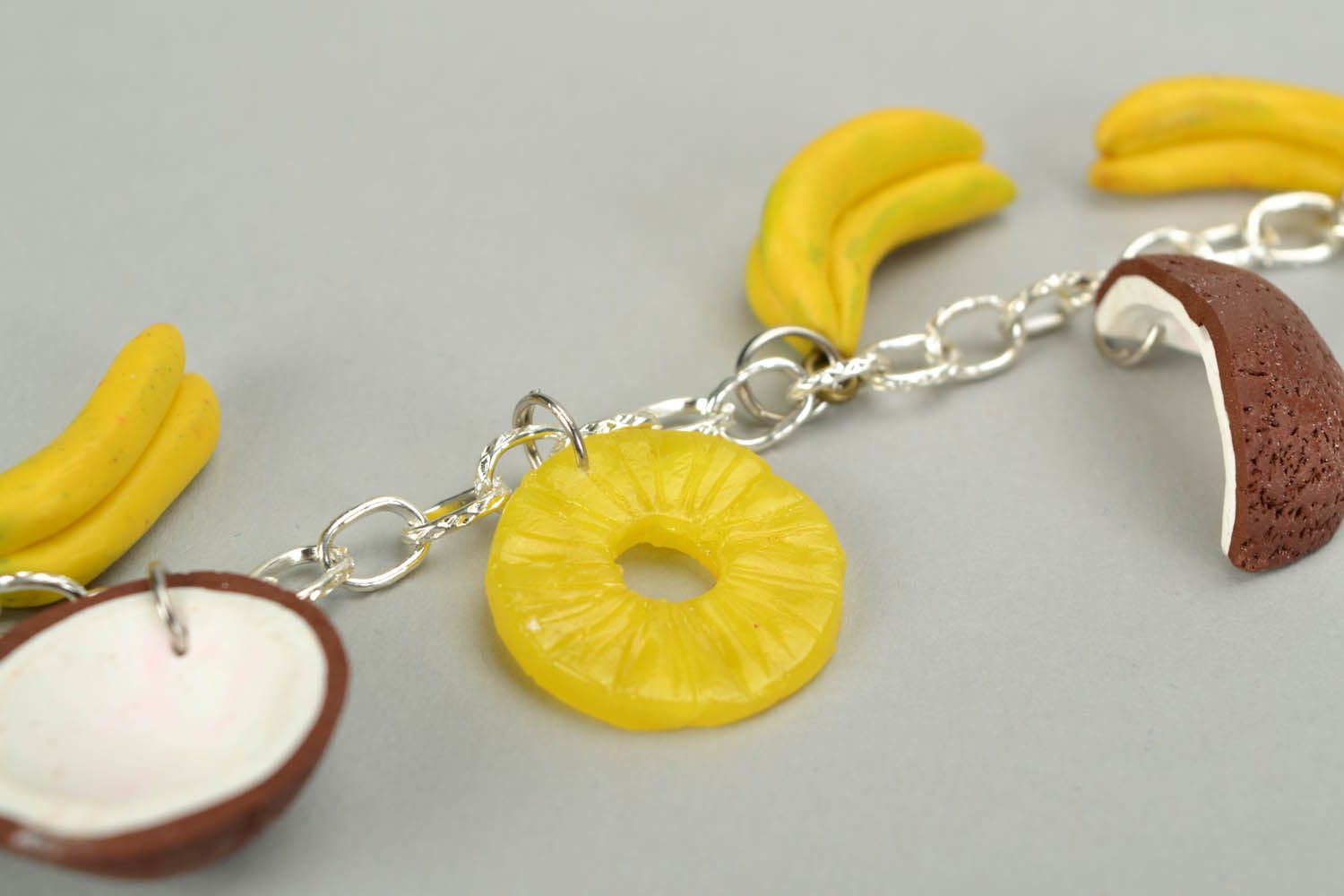 Bracelete de argila de polímero feito à mão acessório de mulher artesanal Frutas foto 2