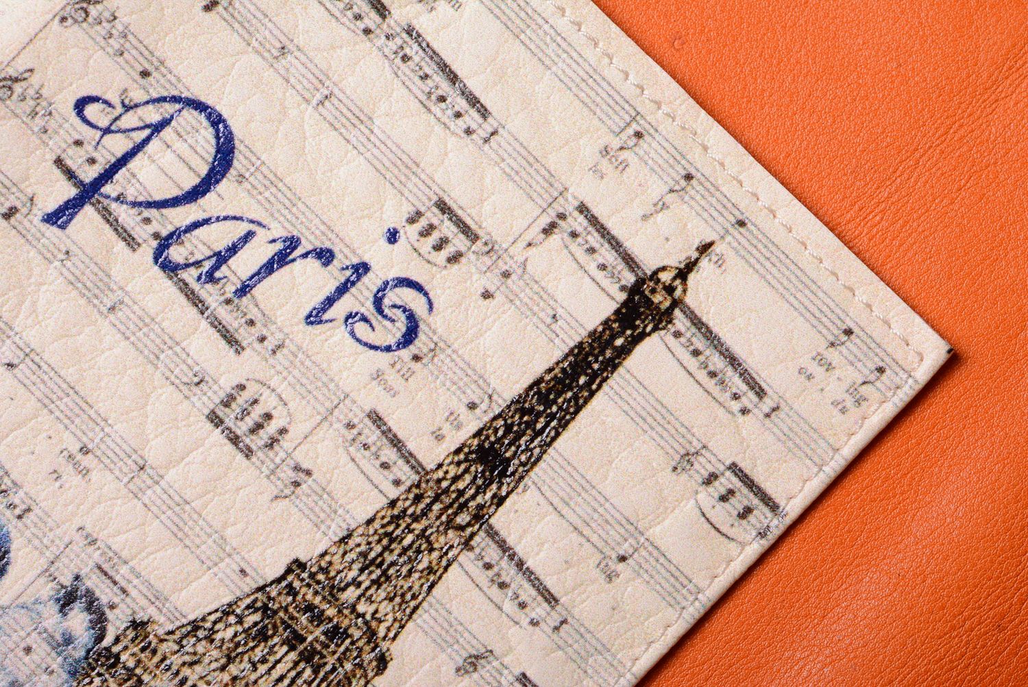 Handmade leather cover for passport with print Paris photo 4