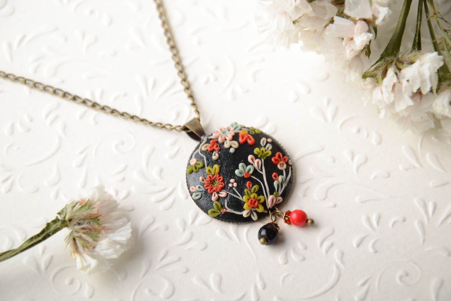 Stylish handmade plastic flower pendant costume jewelry designs gifts for her photo 1