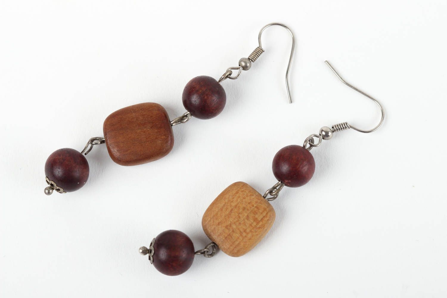 Unusual handmade wooden earrings wood craft beaded earrings gifts for her photo 2