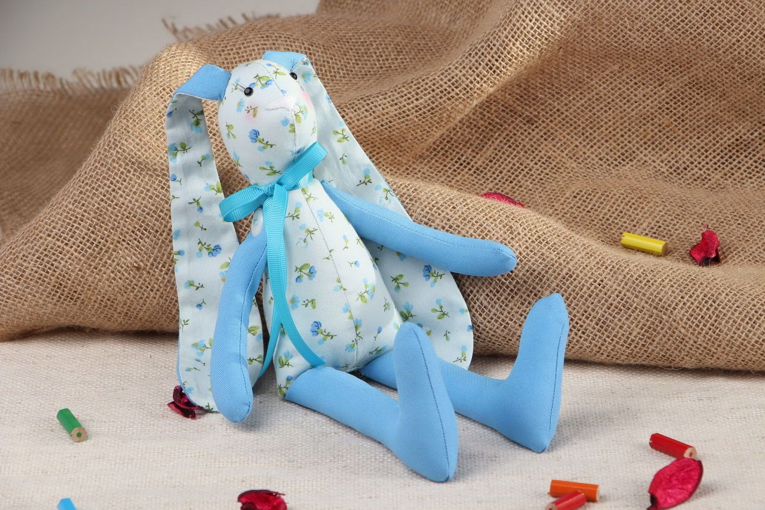 Toy made from gabardine and cotton Hare photo 4