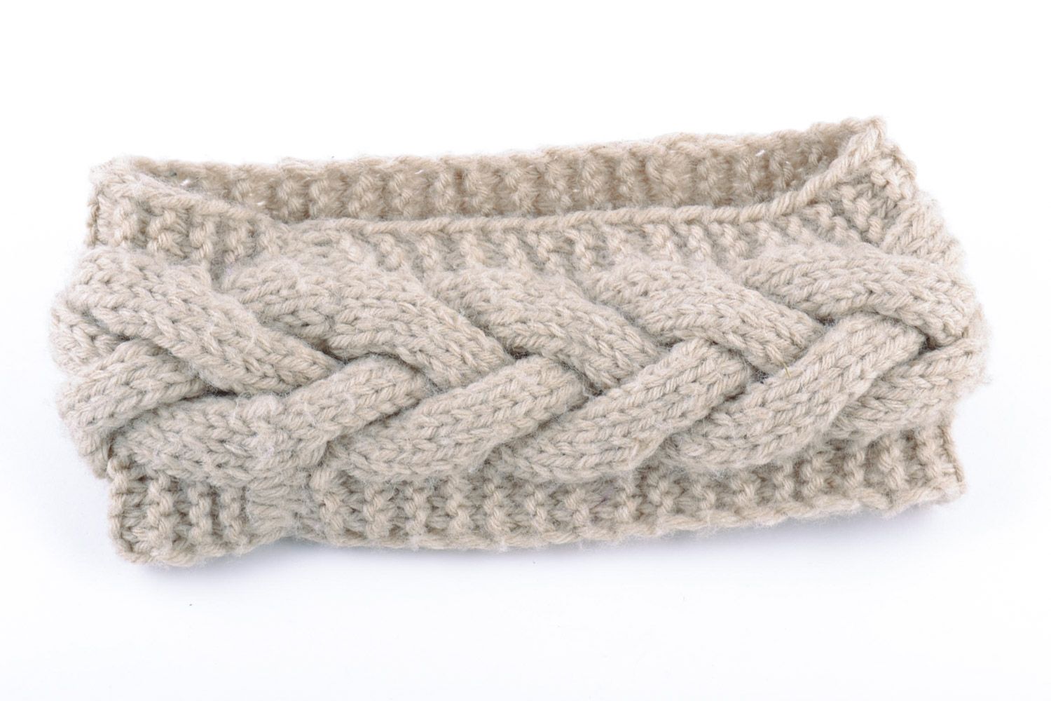 Beautiful volume gray handmade warm crochet hair strap  photo 4