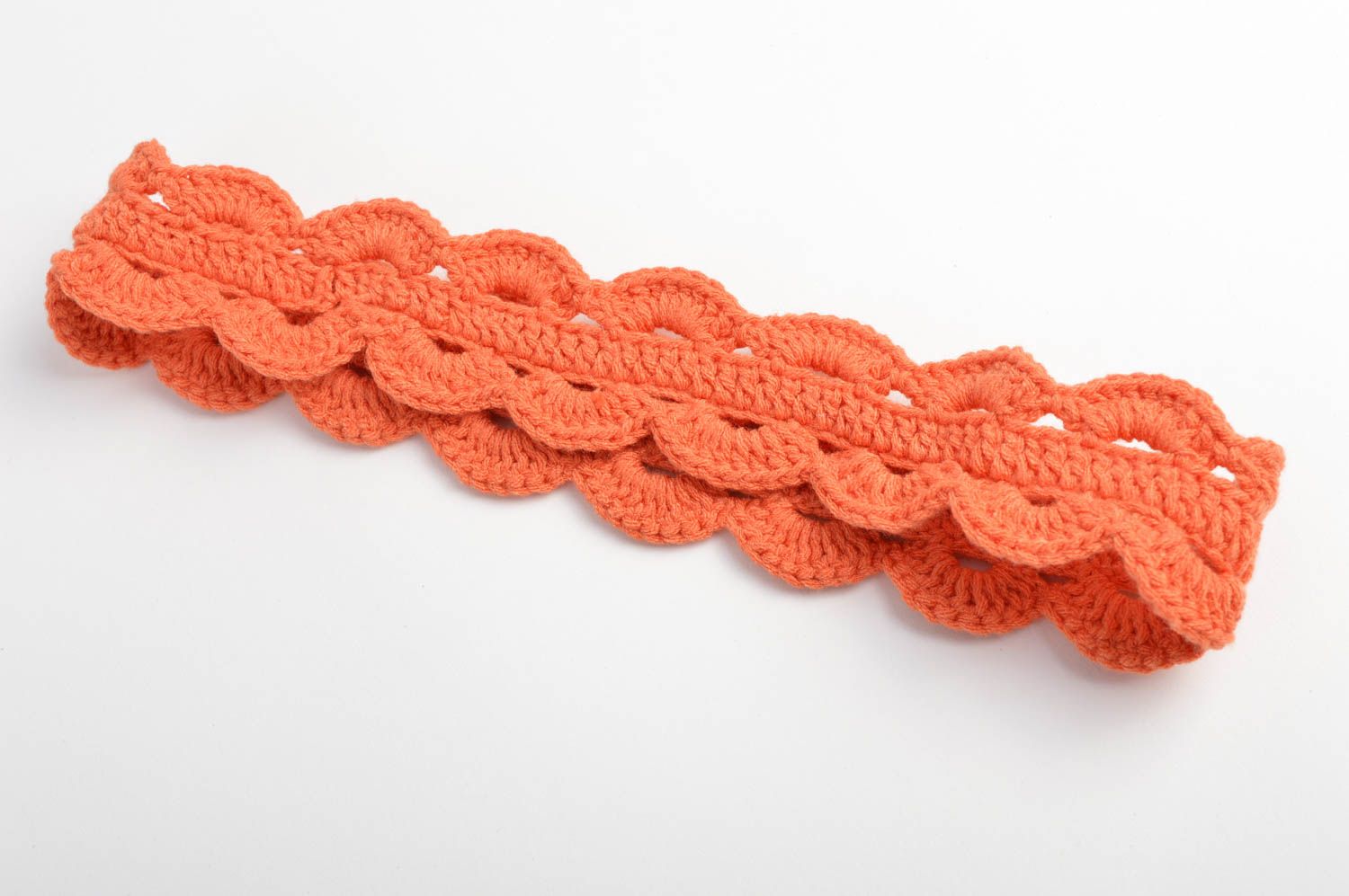 Bandeau cheveux Accessoire enfant au crochet en coton orange Cadeau fille photo 4