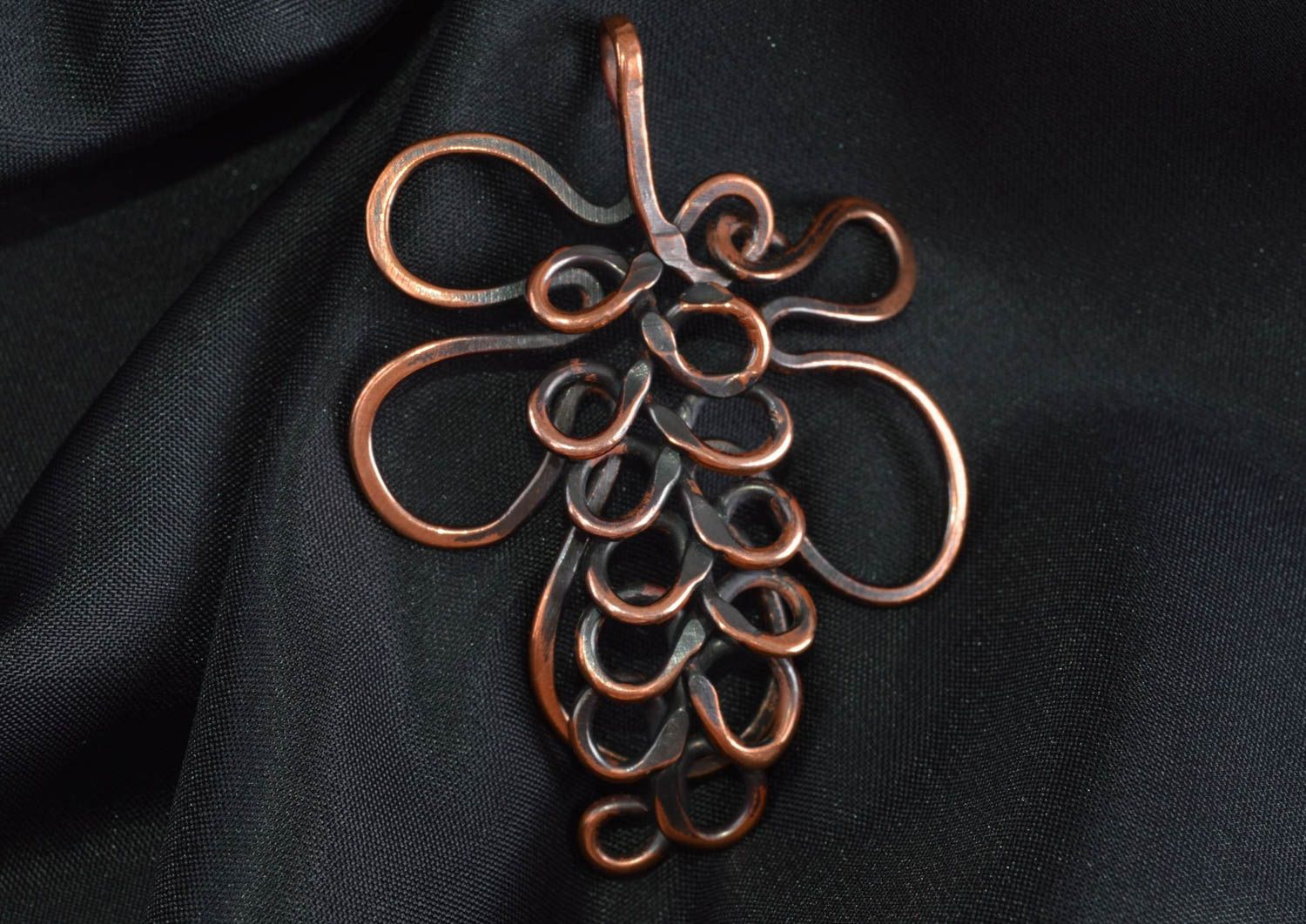 Copper handmade pendant stylish metal necklace unusual beautiful jewelry photo 1