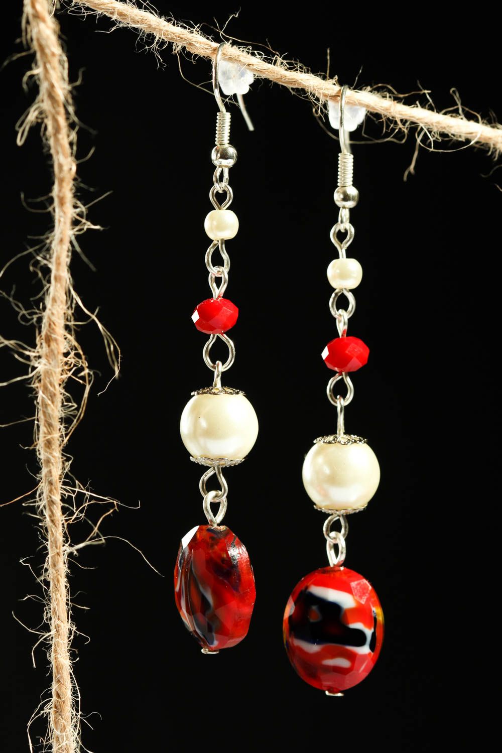 Handmade beaded earrings stylish accessories long earrings with charms photo 1