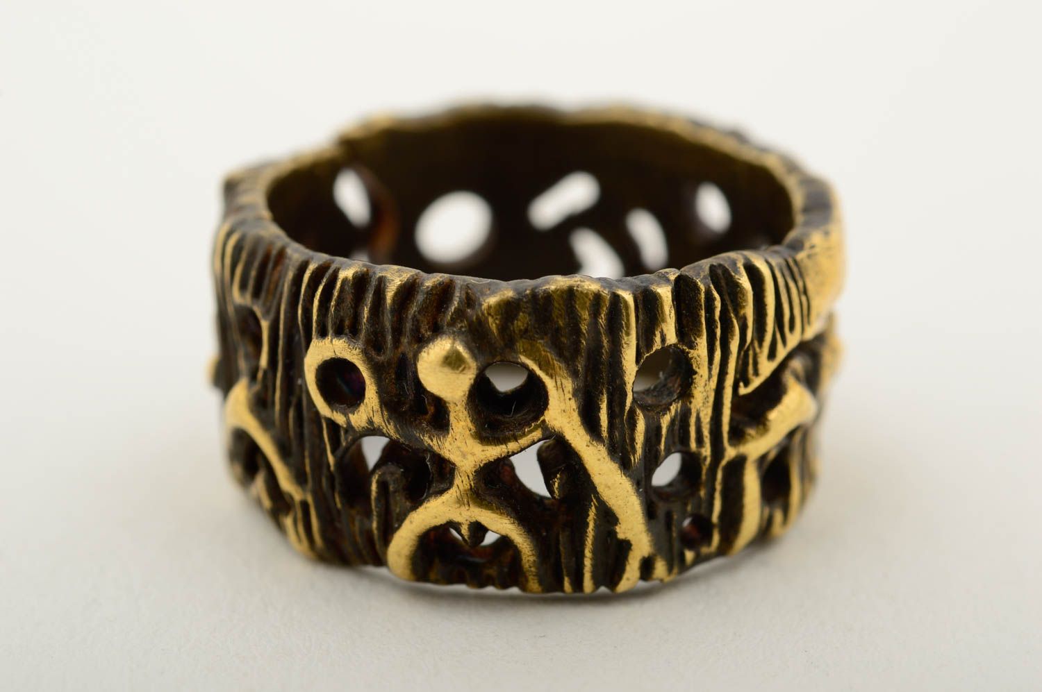 Bronze Ring handgemachter Metall Schmuck Ring am Finger Damen Modeschmuck schön foto 3