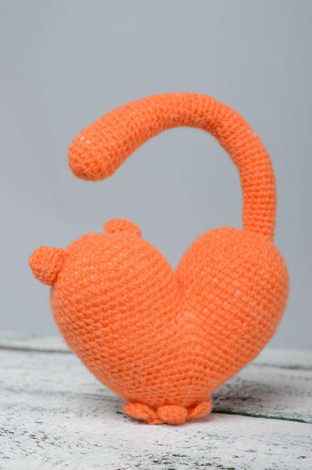 Интерьерная игрушка вязаная Оранжевый котик фото 3