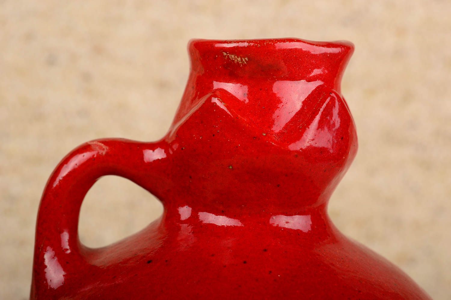 Кувшин керамический красный ваза ручной работы декор для дома оригинальный фото 3