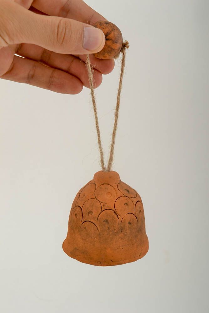 Campanello decorativo fatto a mano in ceramica souvenir in terracotta originale foto 5