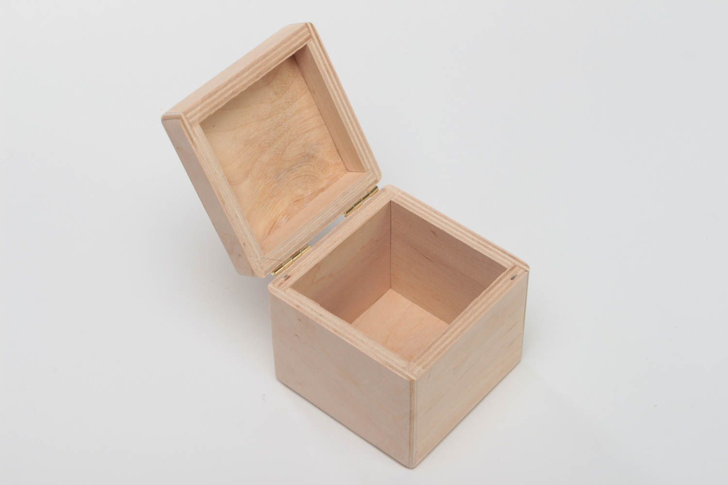 Handmade plywood craft blank for decoration small square jewelry box photo 4