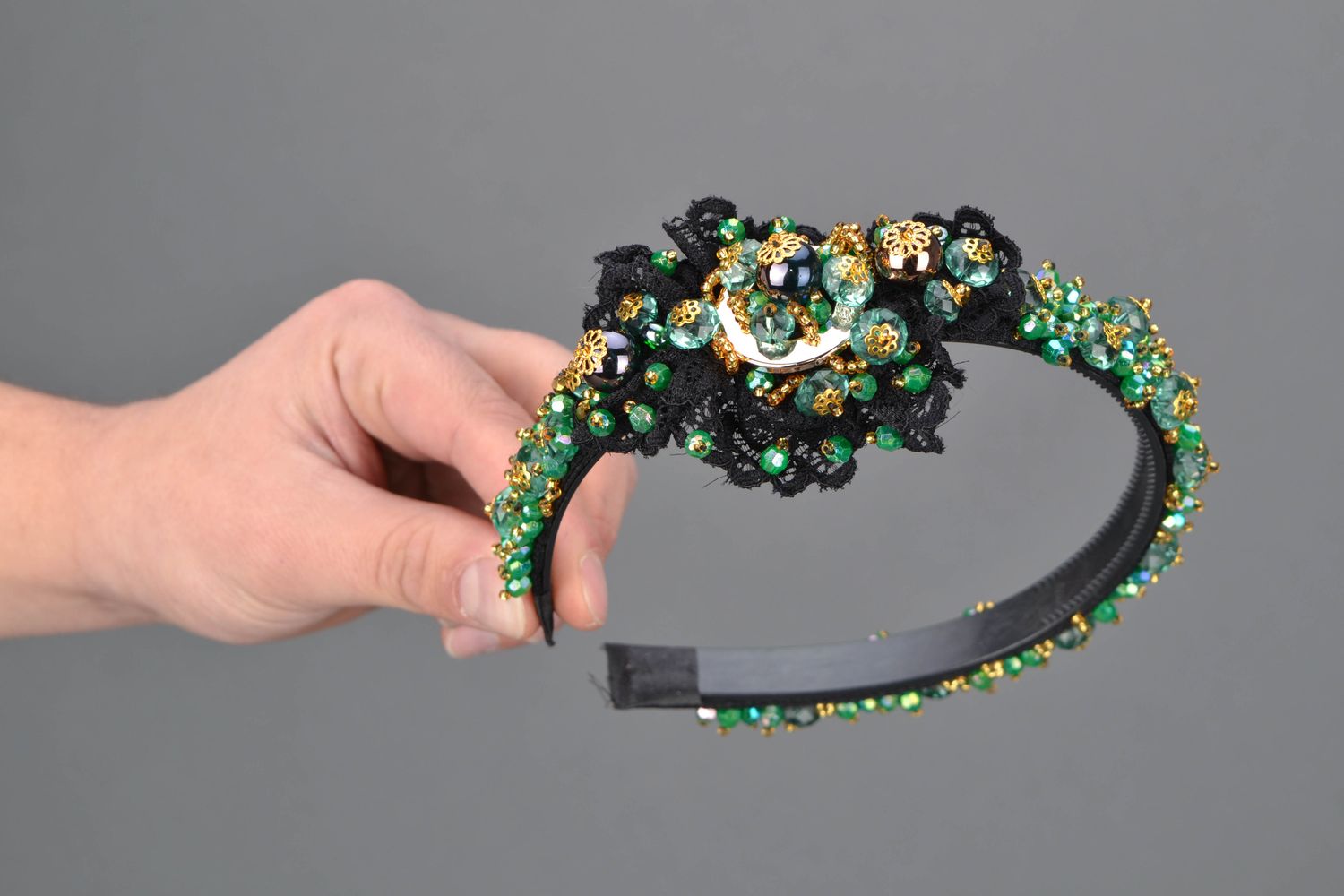 Handmade headband with beads photo 2