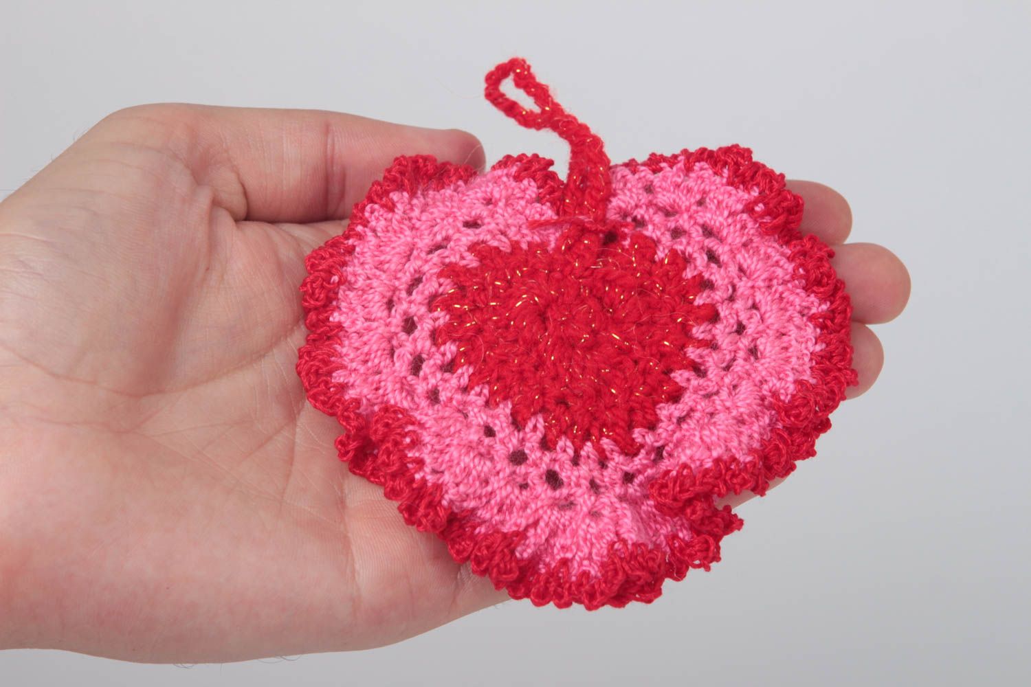 Red textile for home handmade crocheted pot holder designer kitchen supplies photo 5