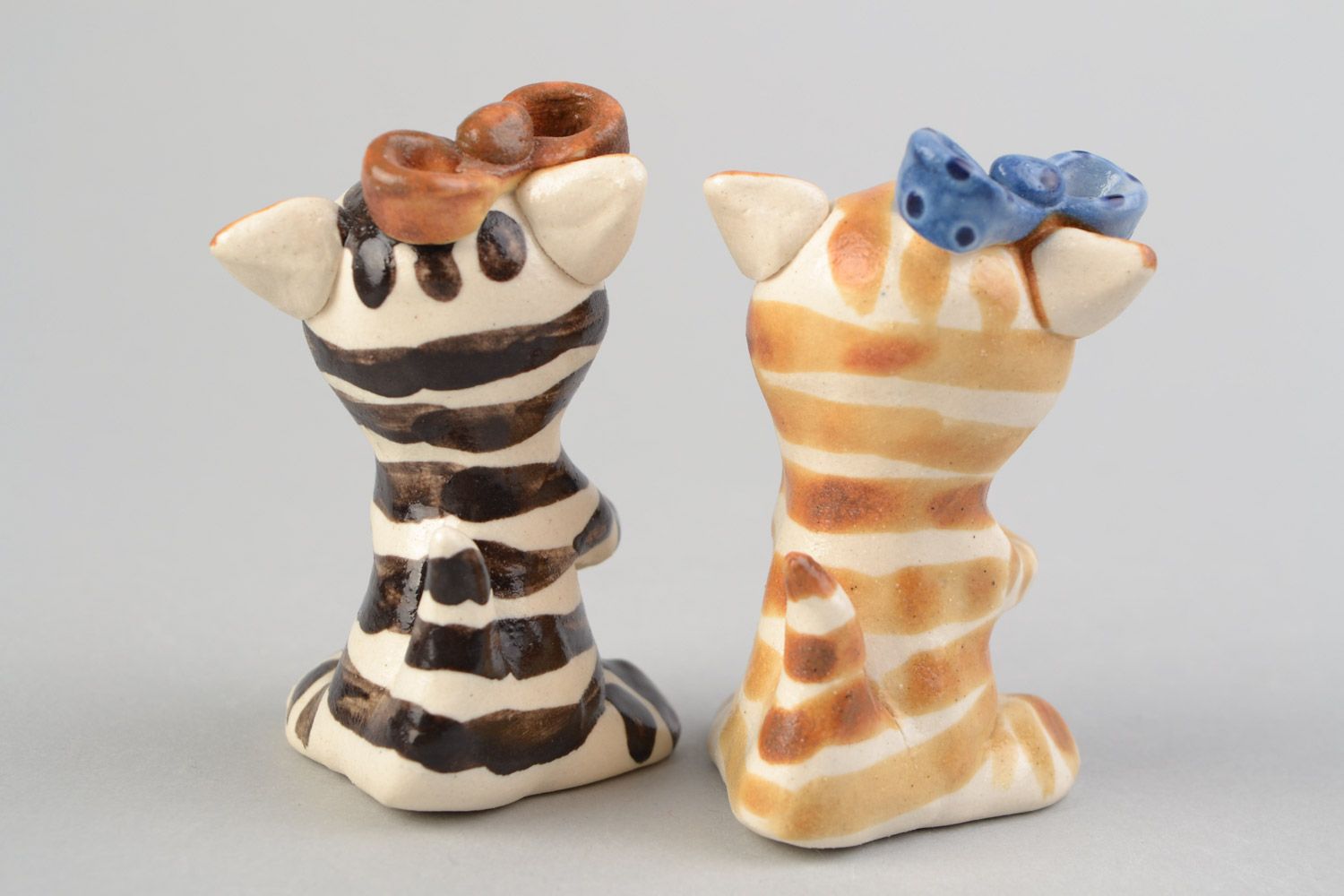 Kleine originelle Keramik Deko Katzen Figuren mit Bemalung Handarbeit foto 5