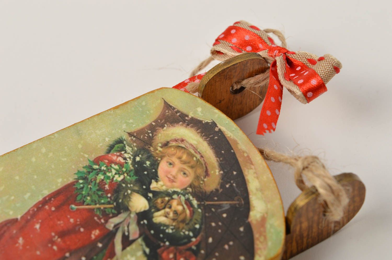 Adorno navideño hecho a mano decoración de interior trineo decorativo  foto 3