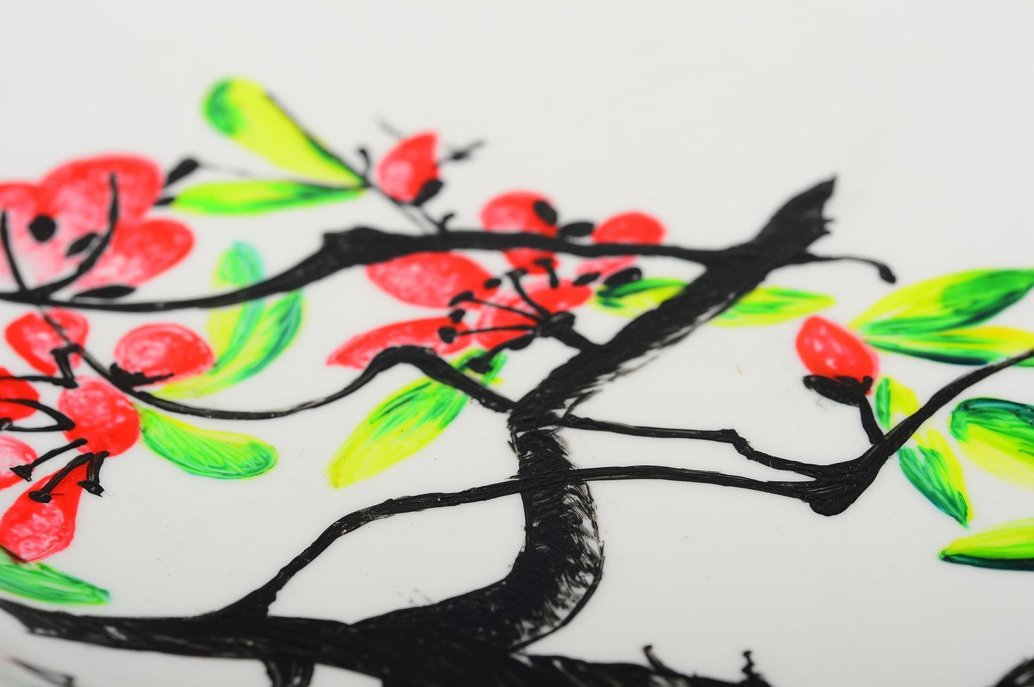 Assiette décorative Déco fait main avec branche de sakura peinte Vaisselle déco photo 4