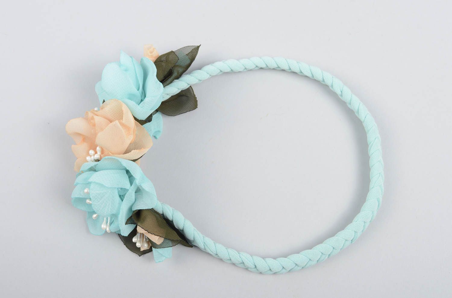 Blue handmade flower headband cool hair ornaments accessories for girls photo 5