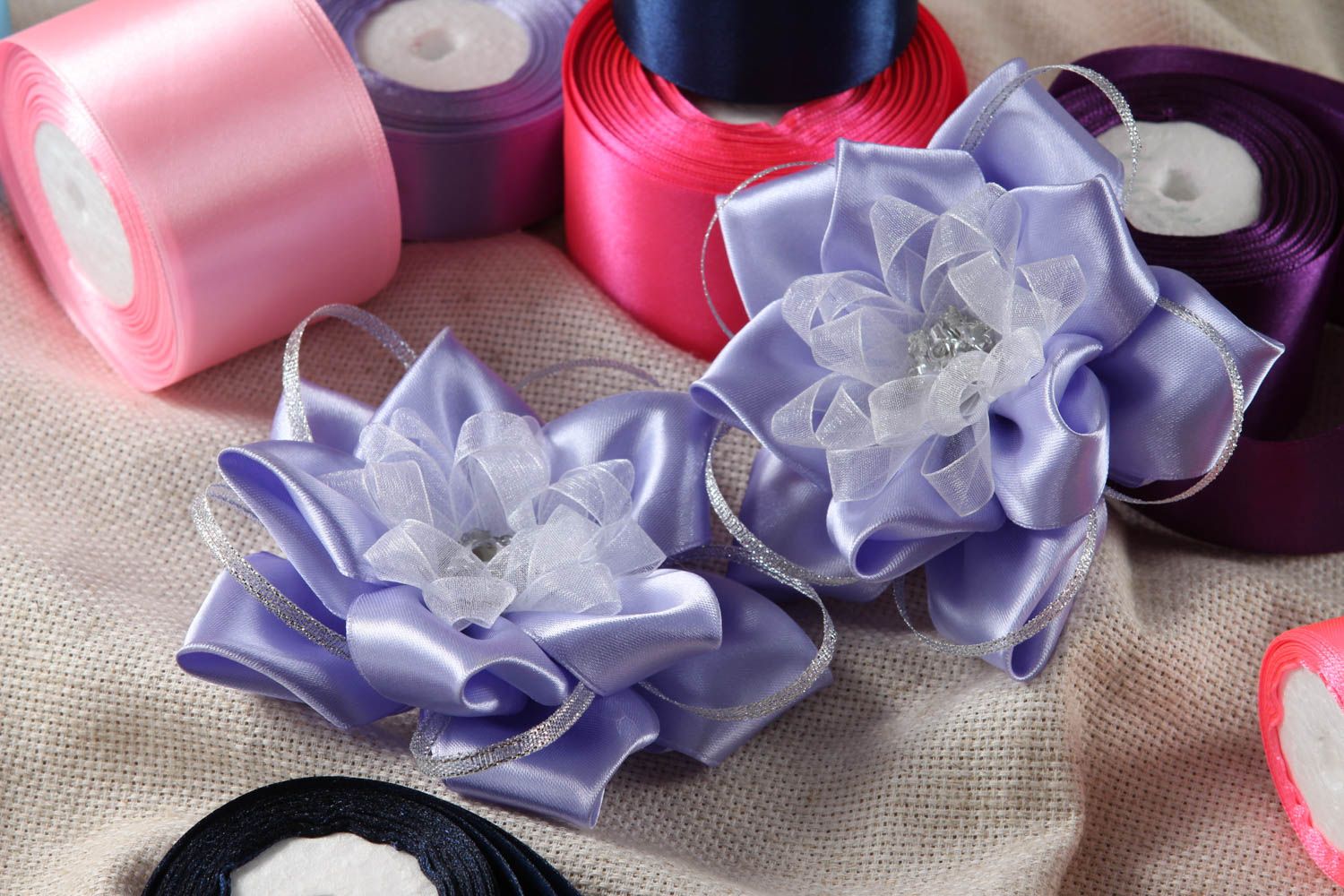 Blaue Blume Haarspangen handgemachter Schmuck Accessoires für Mädchen zart foto 1
