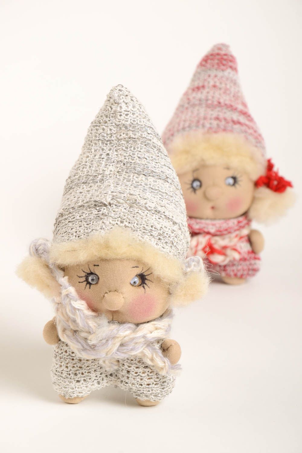 Jouets enfant Filles gnomes Peluches faites main tissu Cadeau original 2 pièces photo 3