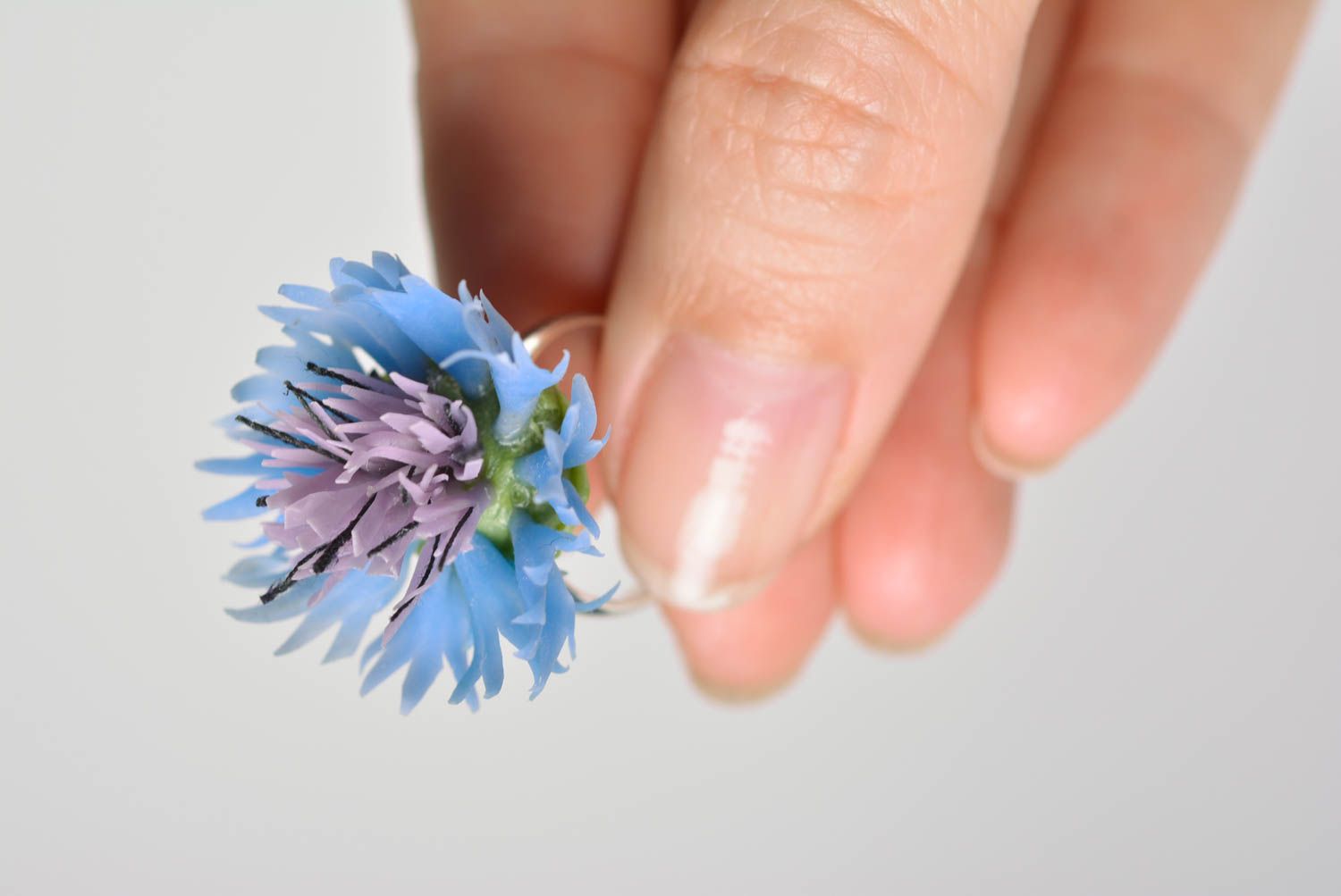 Beautiful handmade designer polymer clay flower ring for girl photo 4