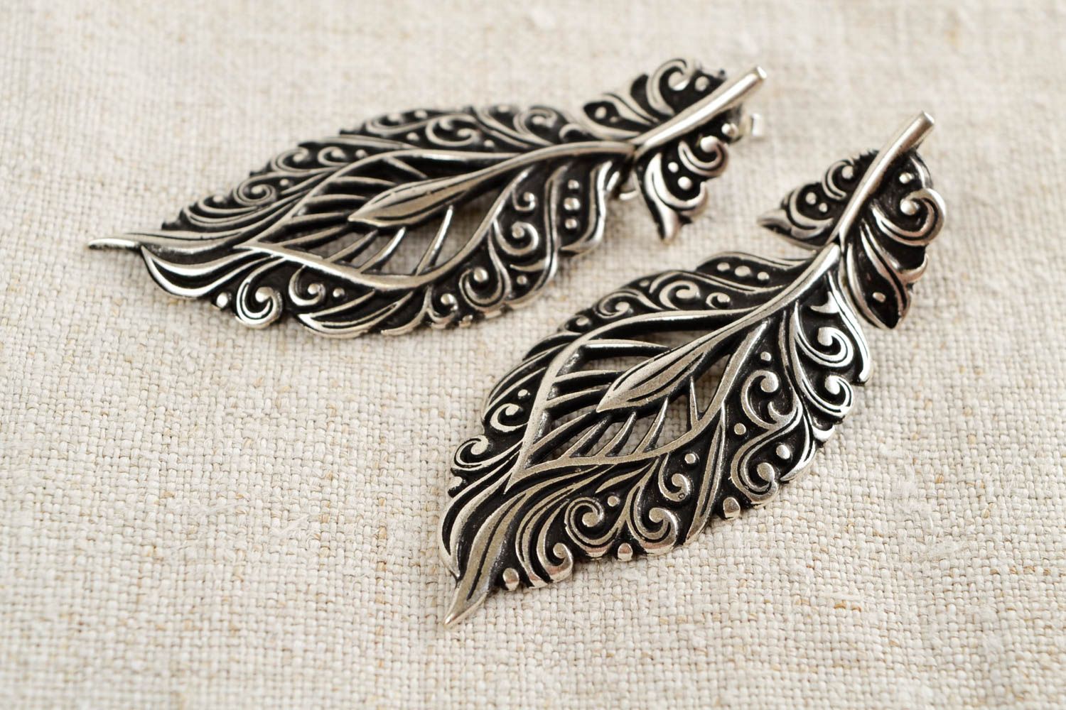 Designer Schmuck Handmade Ohrringe Federn Metall Ohrringe Geschenk für Frauen  foto 1