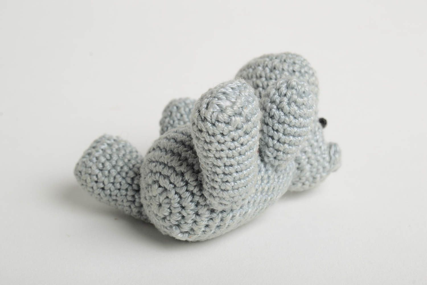 Jouet fait main Peluche hippo Déco maison gris tricoté au crochet en coton photo 3