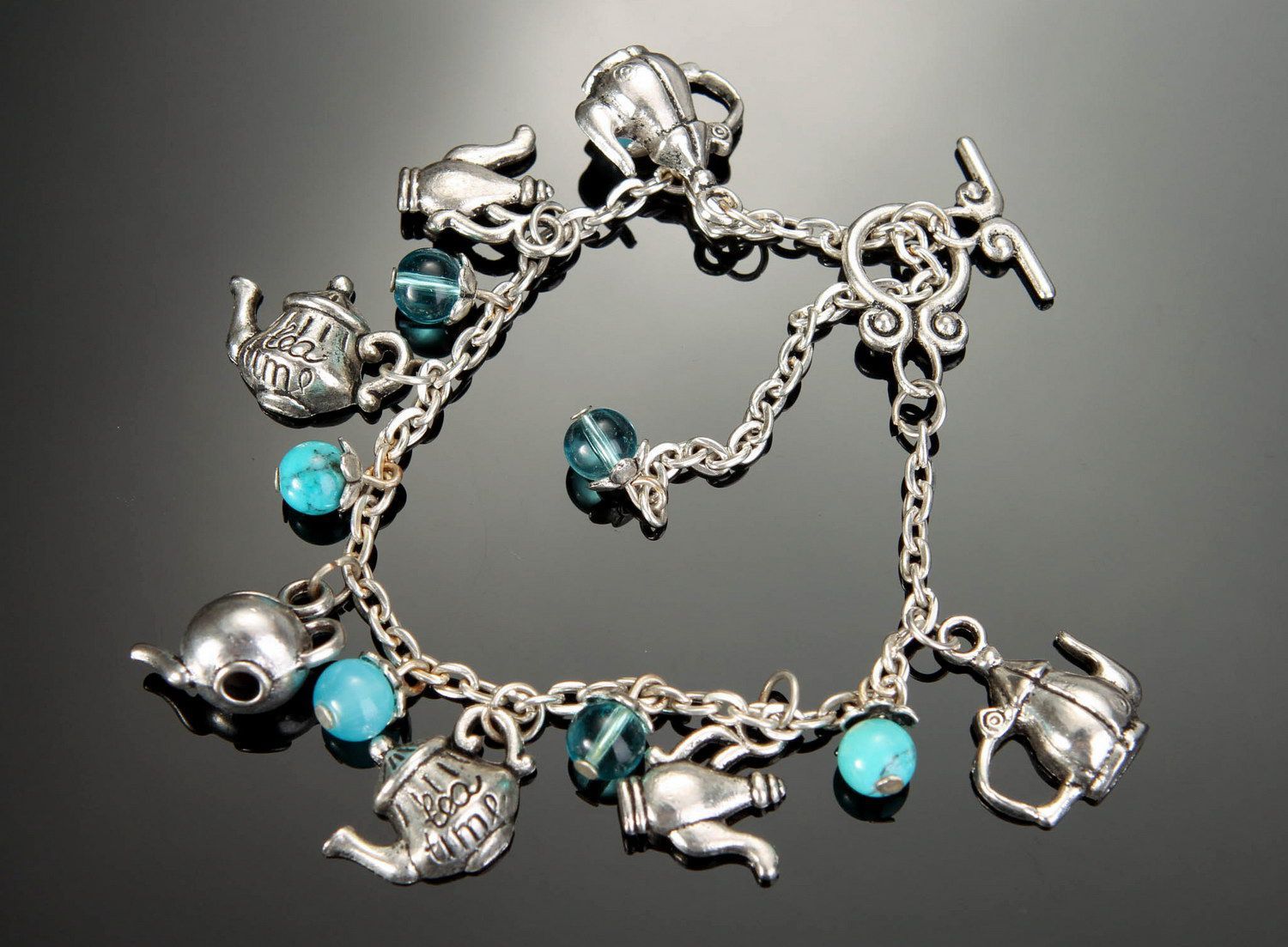 Steel bracelet with turquoise photo 2